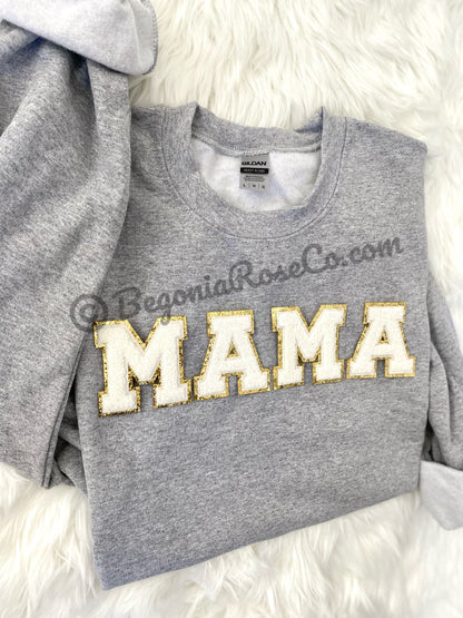 Chenille MAMA Patch Crewneck Sweatshirt