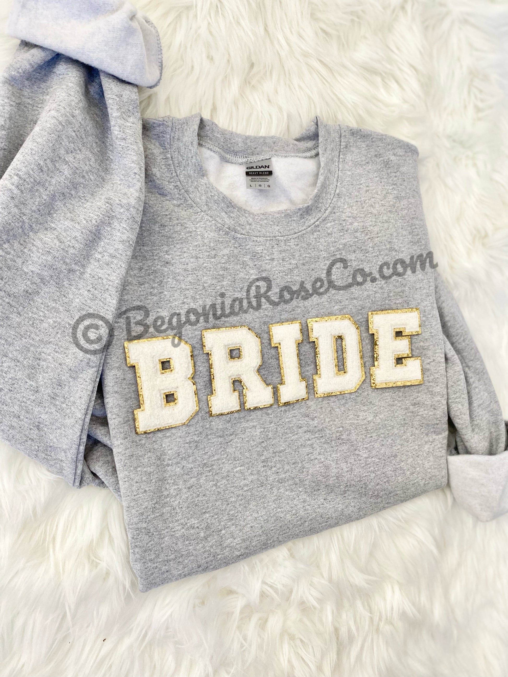 BRIDE patch crewneck sweatshirt in black - bridal shower gift