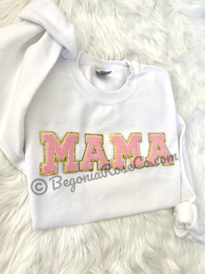 Chenille MAMA Patch Crewneck Sweatshirt