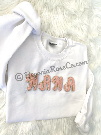 Chenille MAMA Patch Crewneck Sweatshirt