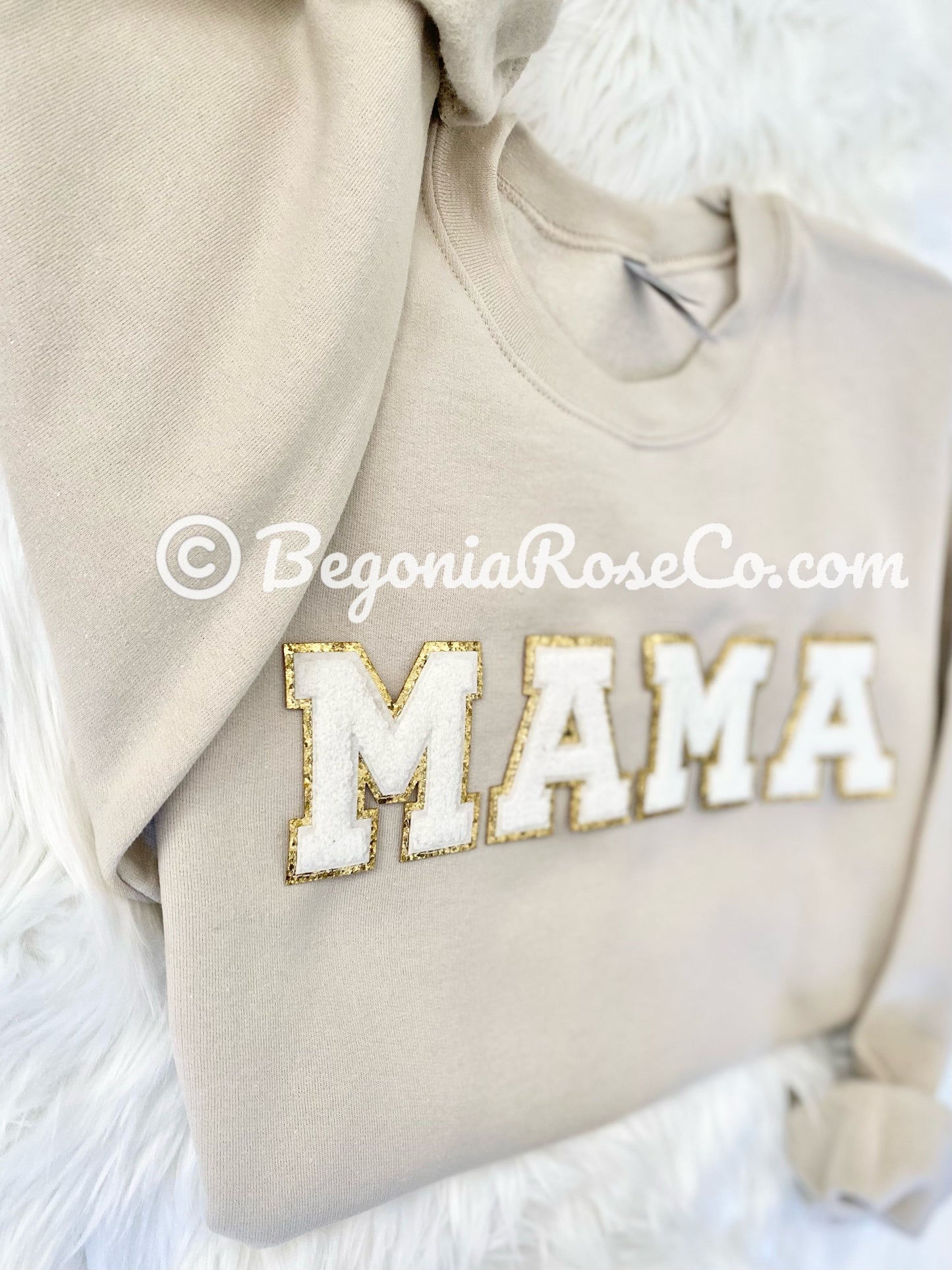 Chenille MAMA Patch Crewneck Sweatshirt