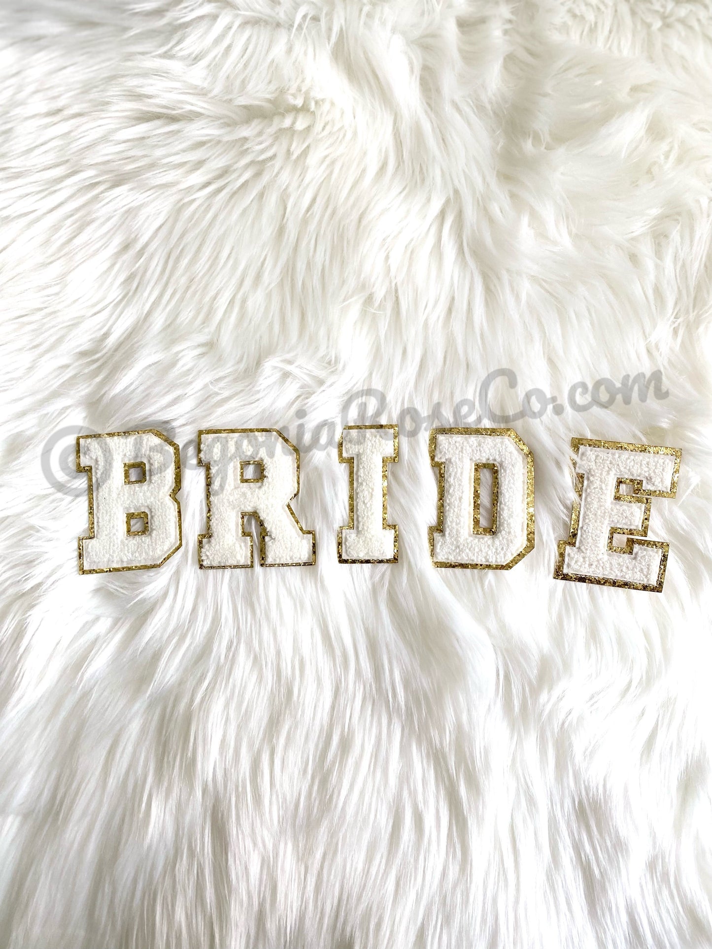 BRIDE chenille patches white sequin sew on iron on bride jacket patch