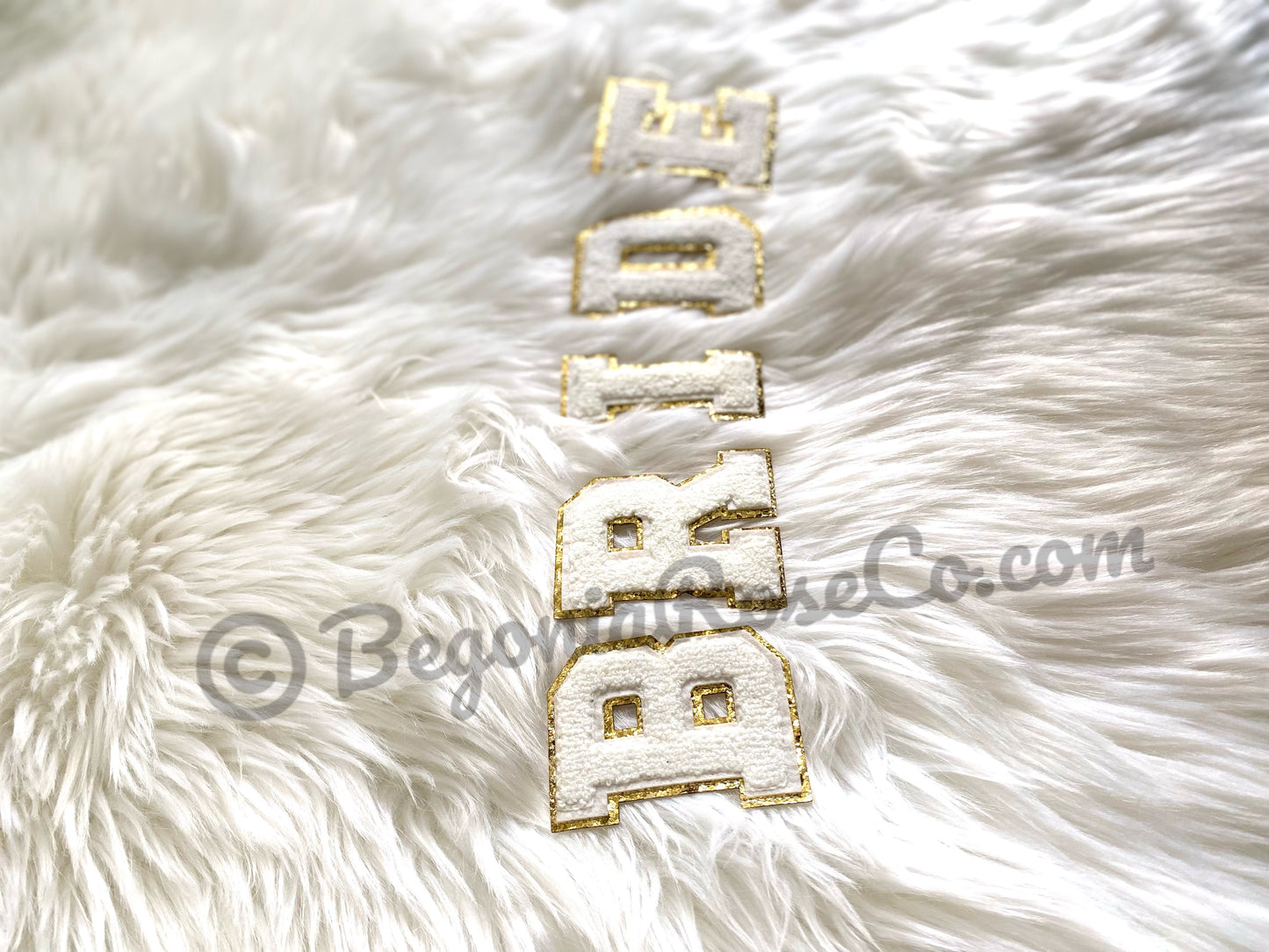 BRIDE chenille patches medium pink sequin sew on bridal gift
