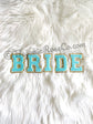 BRIDE chenille patches aqua blue sequin sew on bachelorette decor