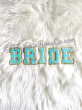 BRIDE chenille letter patches light pink sequin sew on bridal shower decor