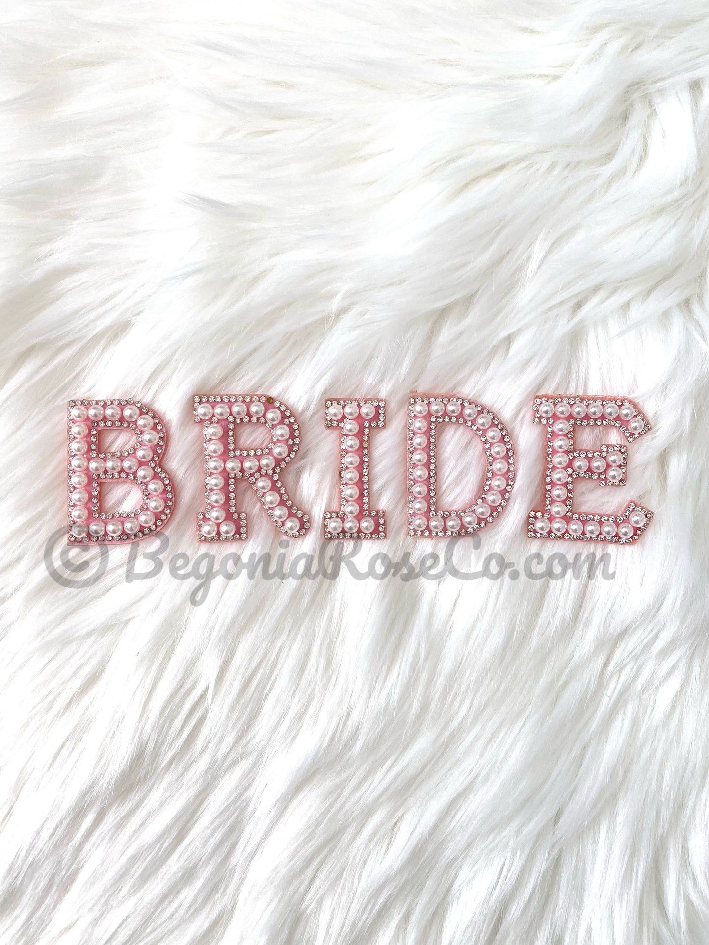 BRIDE chenille patches hot pink sequin iron on bride sweatshirt