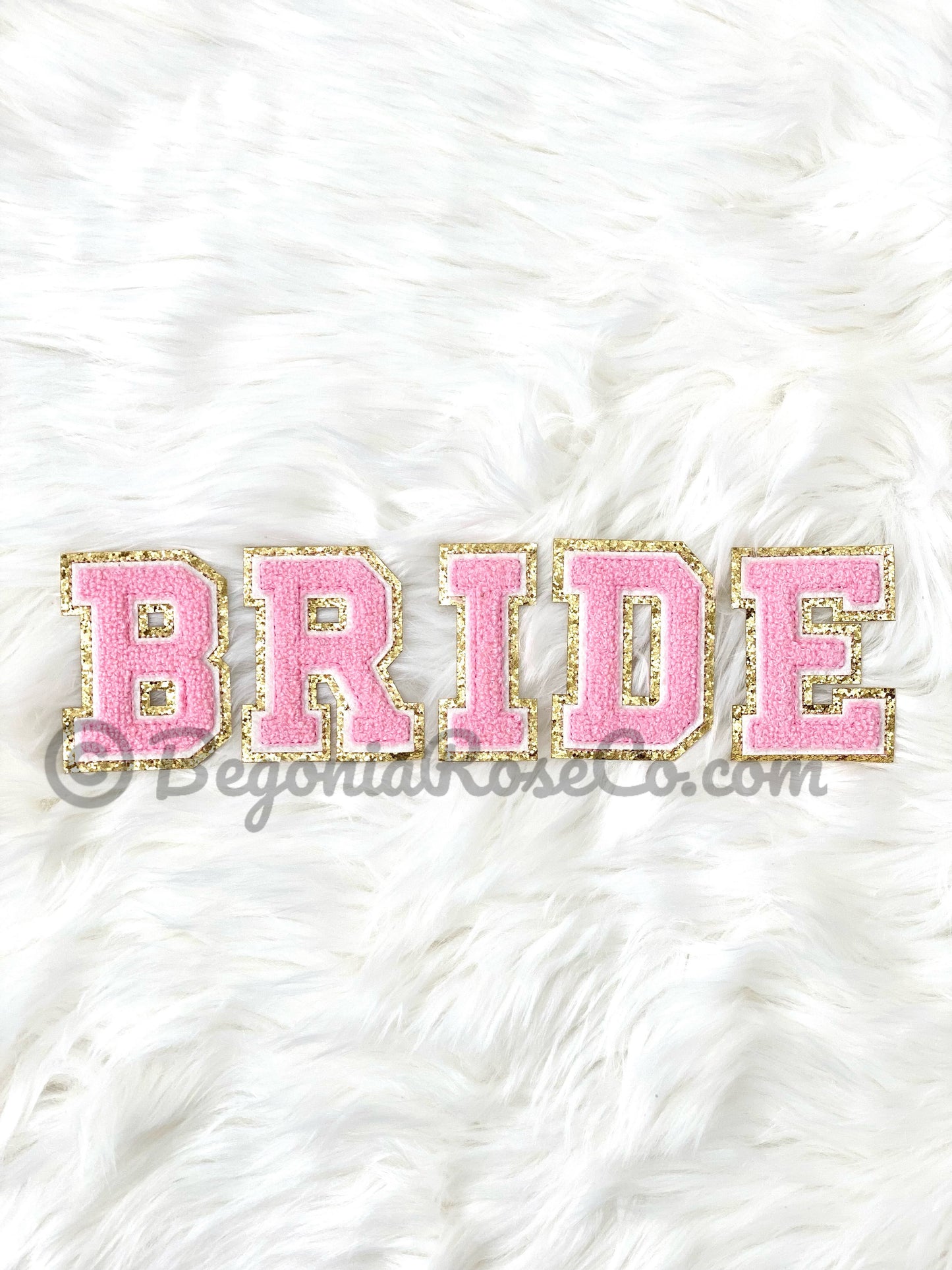 BRIDE pink white pearl rhinestone letter patches sew on bride gift