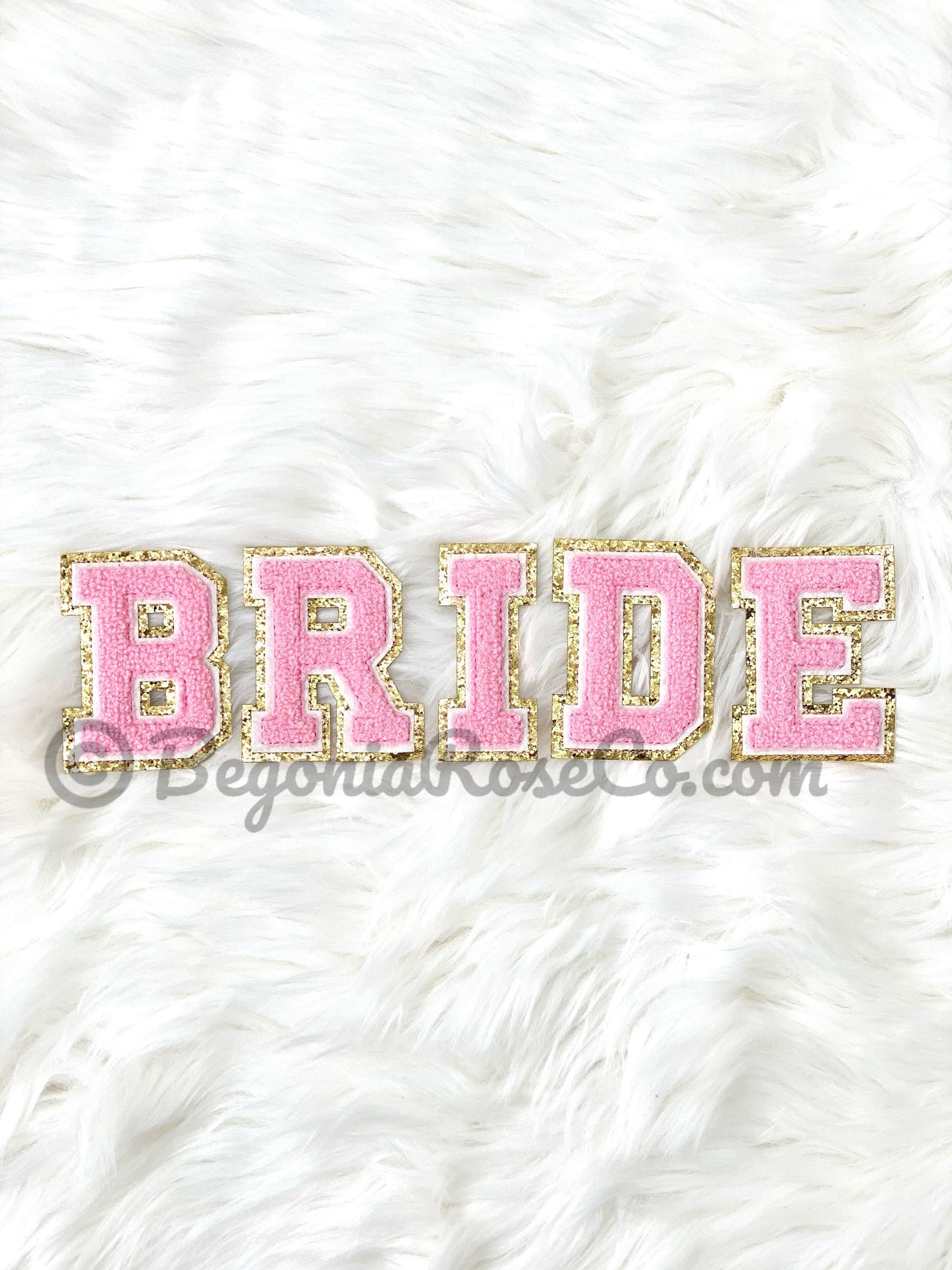 BRIDE pink white pearl rhinestone letter patches sew on bride gift