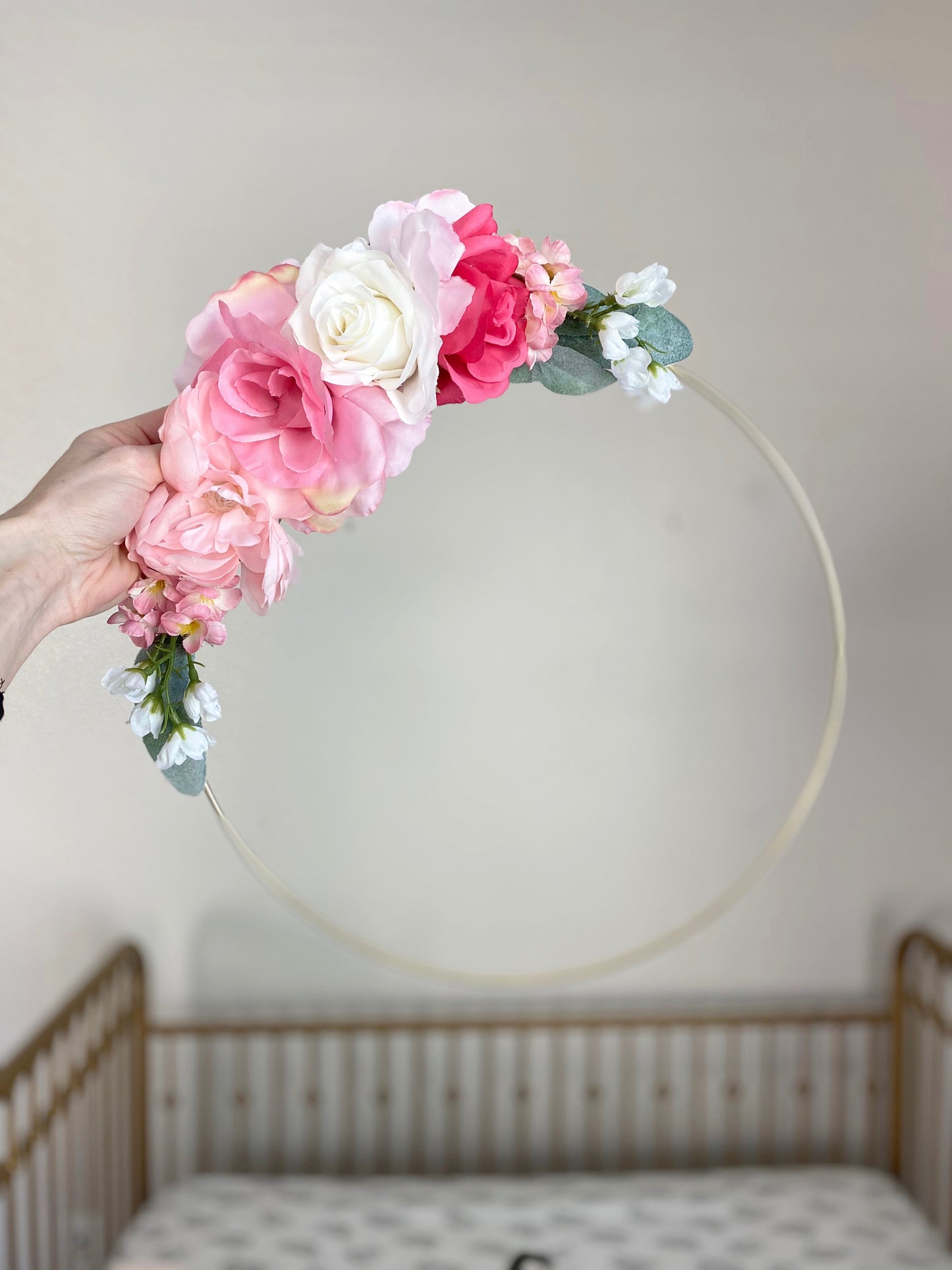 Floral Initial Hoop Custom Nursery Wall Art Decor