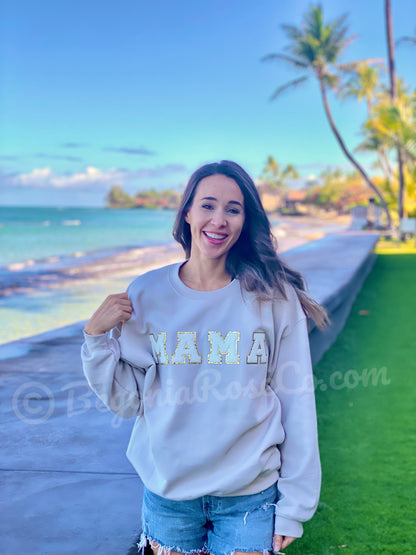 Chenille MAMA Patch Crewneck Sweatshirt