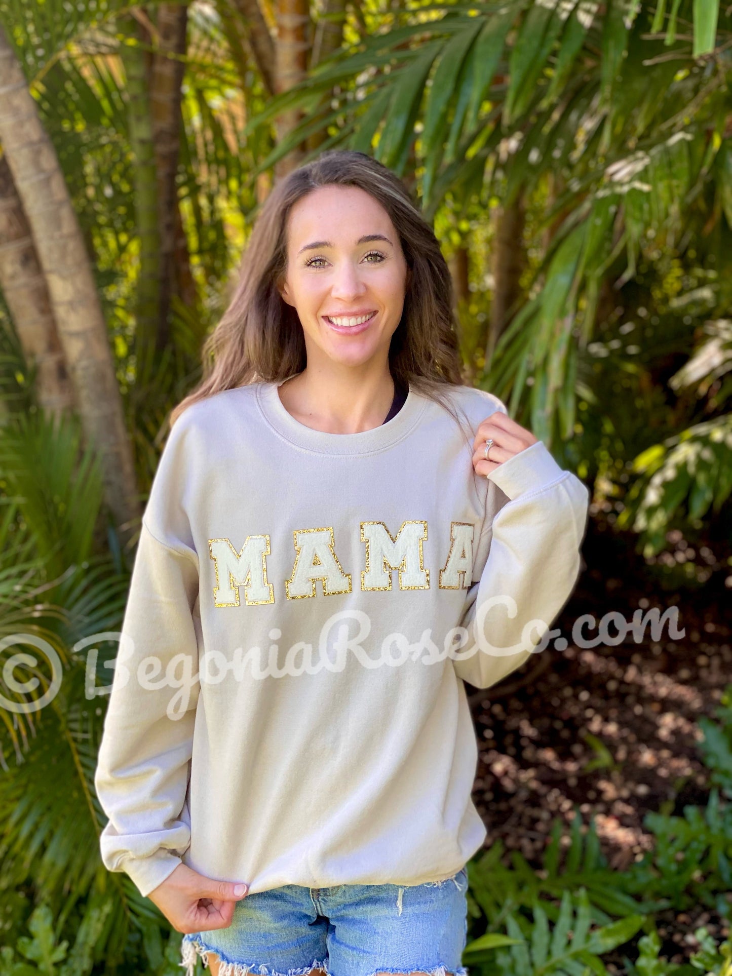 Chenille MAMA Patch Crewneck Sweatshirt