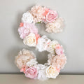 Floral letter blush decor for girl nursery wall art