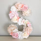 Floral letter blush decor for girl nursery wall art