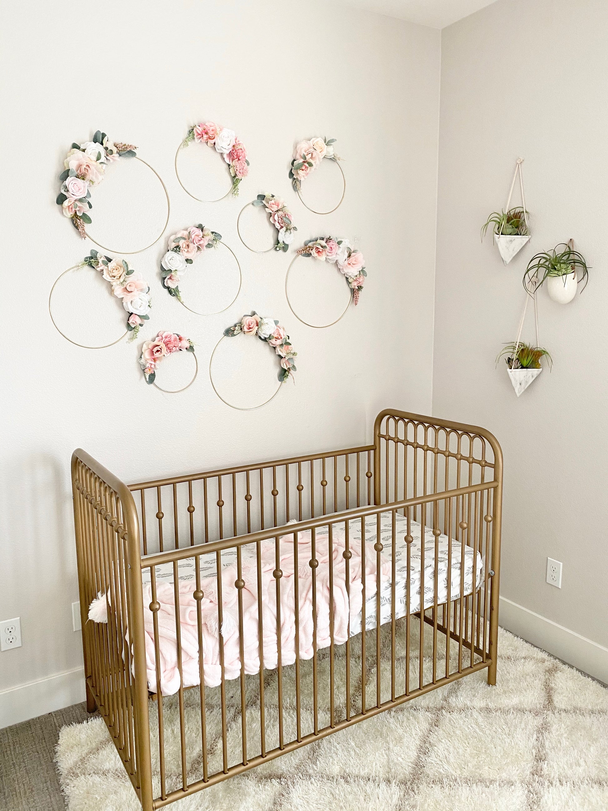 Floral Hoop Wreath, Nursery Floral Wreath, Nursery Wall Decor Girl, Photo Prop Wreath, Baby Shower Wreath Girl Nursery, Farmhouse Decor