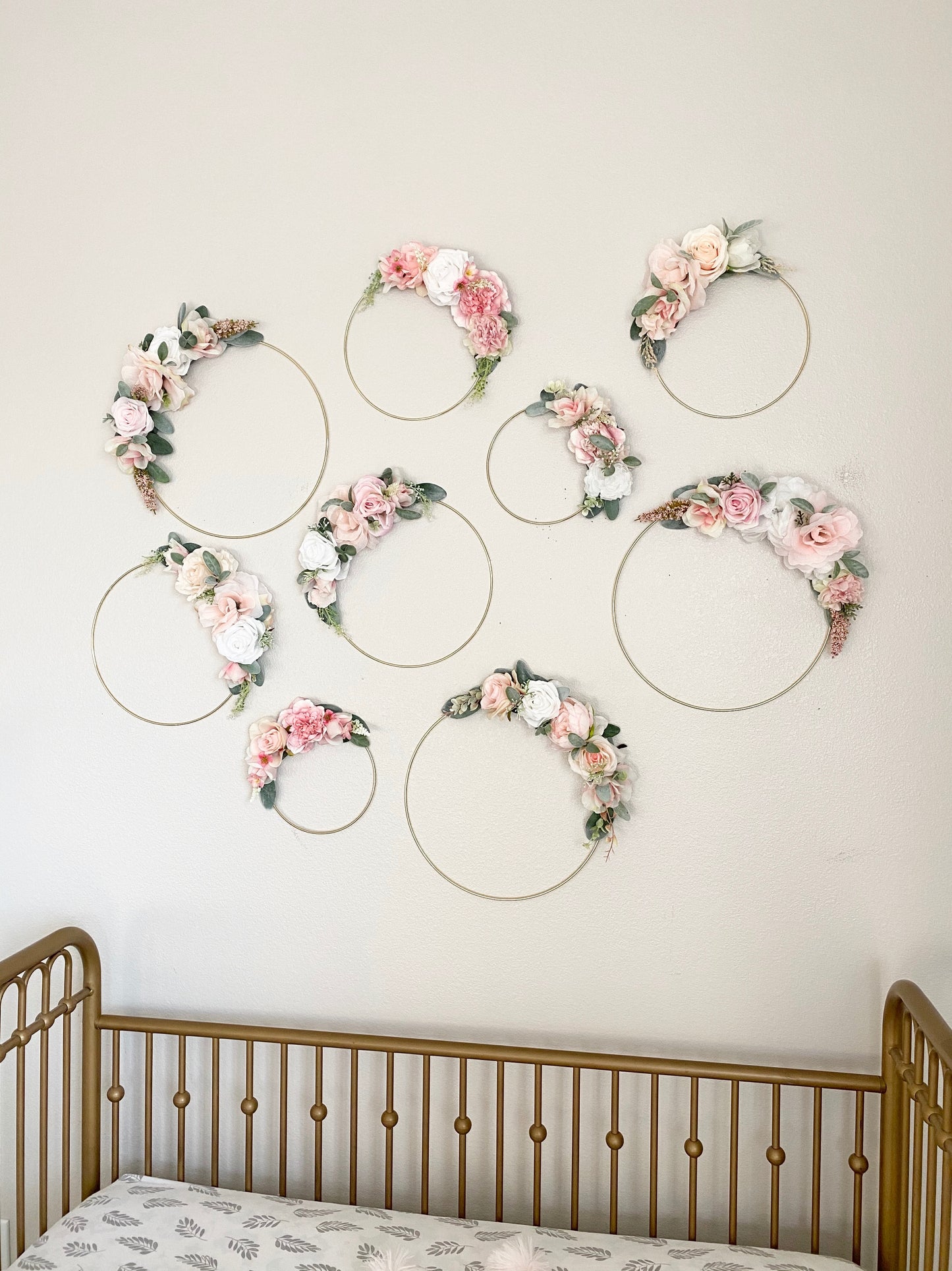 Floral Hoop Wreath, Nursery Floral Wreath, Nursery Wall Decor Girl, Photo Prop Wreath, Baby Shower Wreath Girl Nursery, Farmhouse Decor