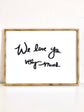 Laser cut handwriting sign detail - raised wood lettering on whitewashed background