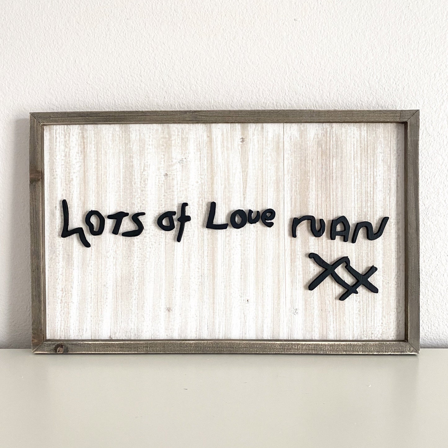 Personalized Handwriting Sign circular wood frame with raised laser cut lettering - memorial keepsake gift