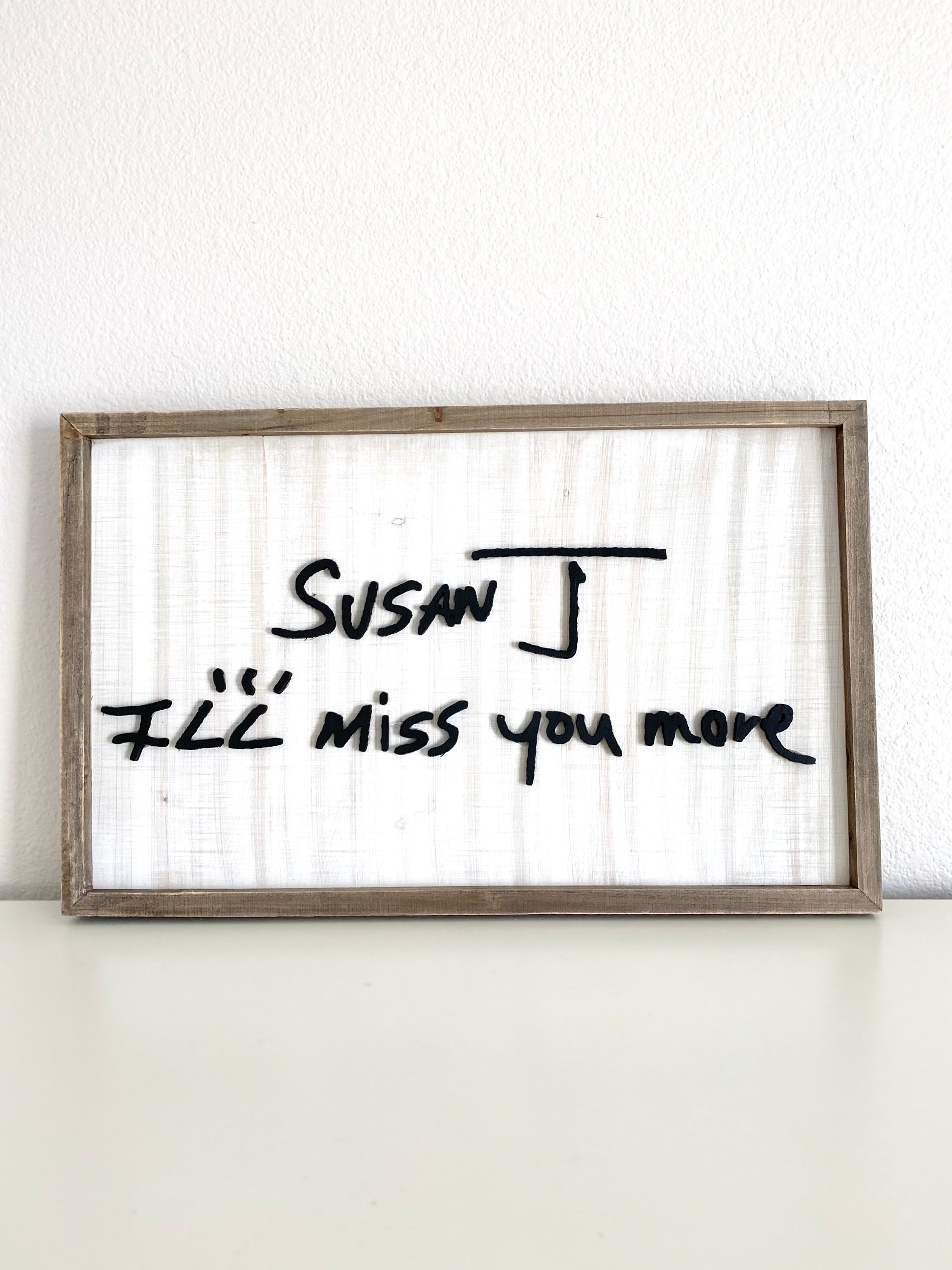 Raised lettering handwriting wood sign side view - keepsake gift made to order Minneapolis