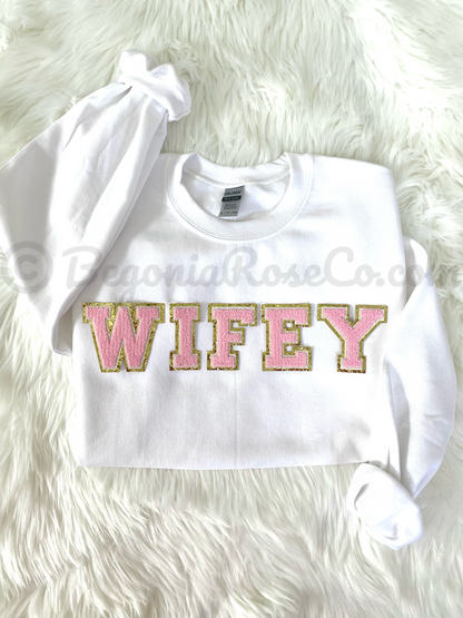 WIFE / WIFEY Patch Crewneck Sweatshirt