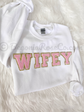 WIFE WIFEY patch sweatshirt in black - anniversary gift honeymoon sweatshirt