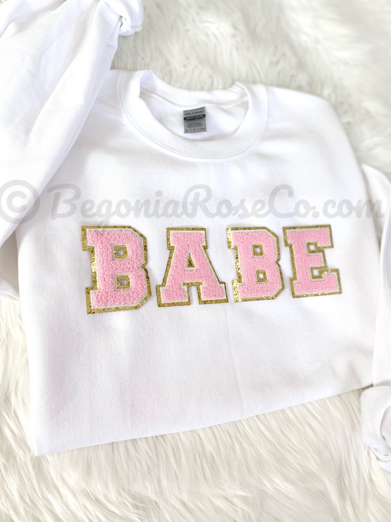 Chenille BABE Patch Crewneck Sweatshirt