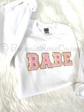 BABE chenille patch sweatshirt in grey - best friend gift or girl trip shirt