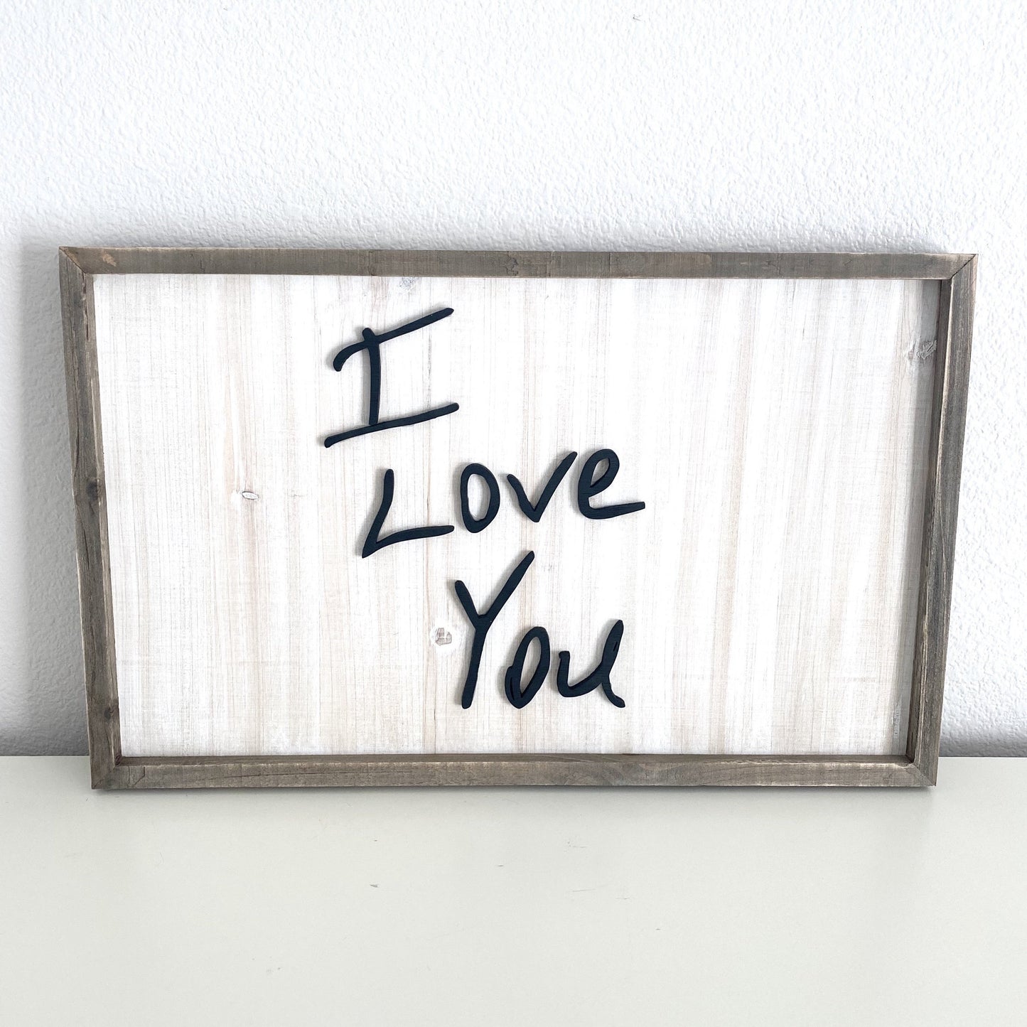 Custom wood handwriting sign rectangular style with personalized laser cut text - nursery wall decor