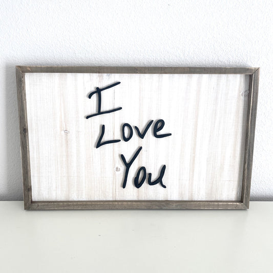 Custom wood handwriting sign rectangular style with personalized laser cut text - nursery wall decor