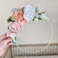 Floral Hoop Wreath, Nursery Floral Wreath, Nursery Wall Decor Girl, Photo Prop Wreath, Baby Shower Wreath Girl Nursery, Farmhouse Decor