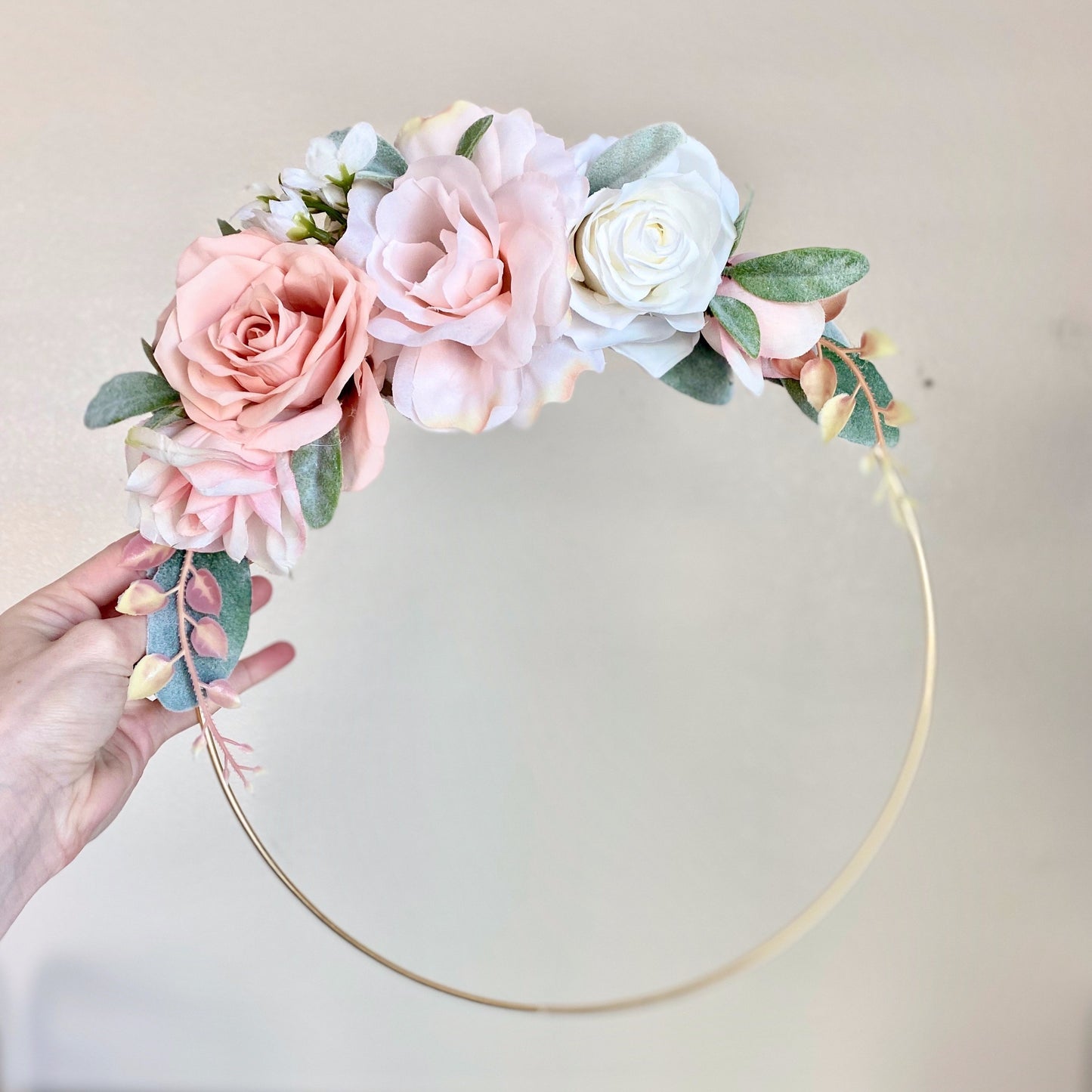 Artificial Flower Hoop Wreath Realistic Home Gallery Art
