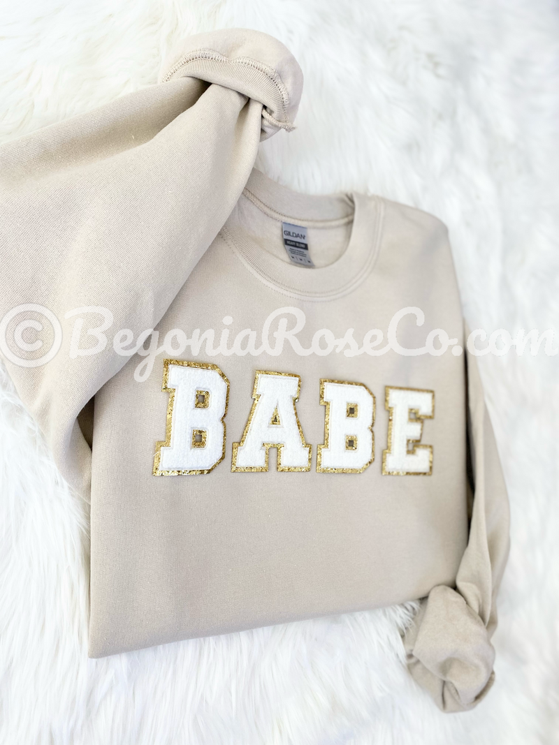 Chenille BABE Patch Crewneck Sweatshirt
