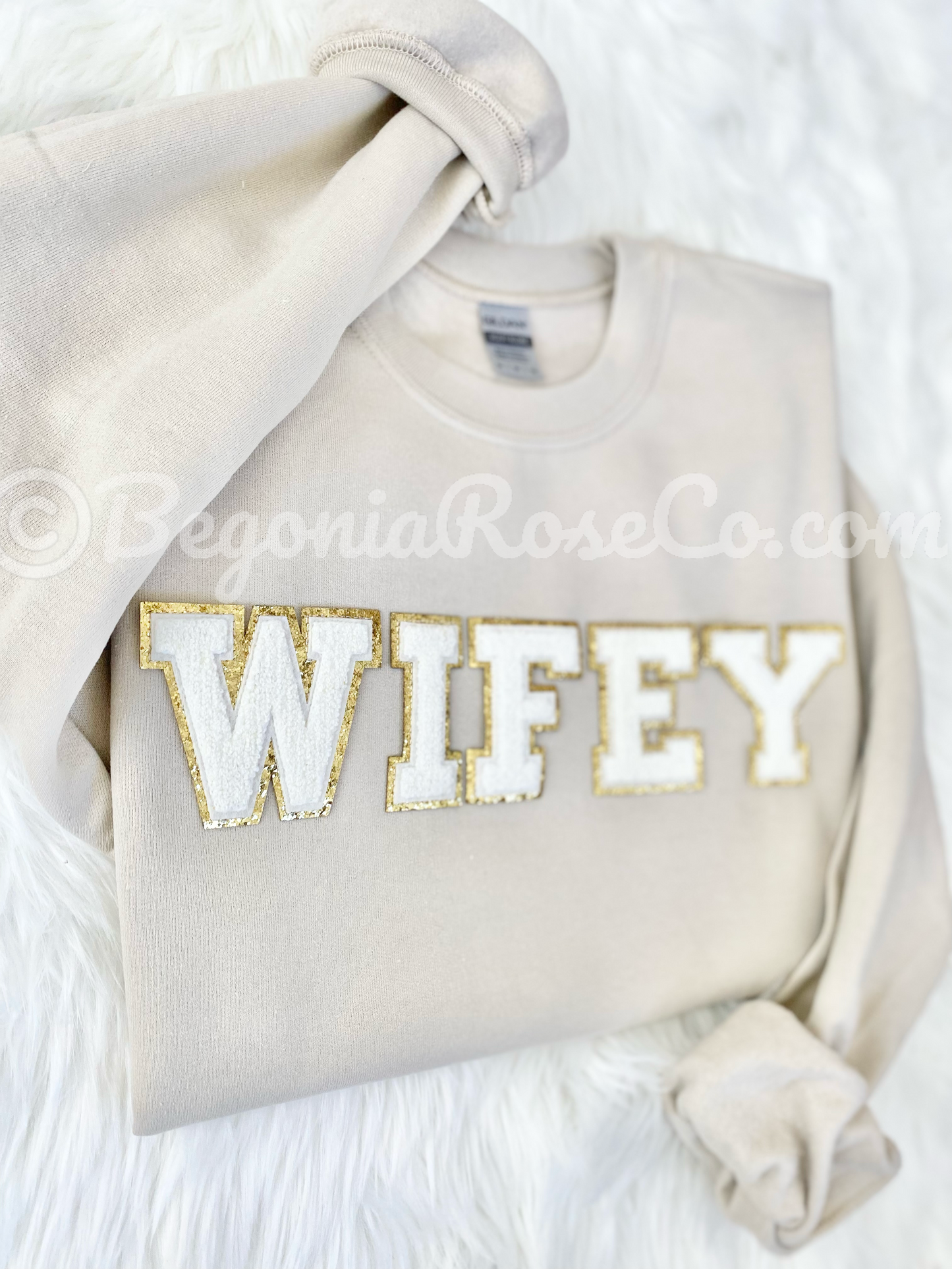 WIFEY chenille patch sweatshirt in grey - engagement party gift