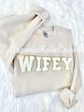 WIFEY chenille patch crewneck sweatshirt in black - honeymoon shirt