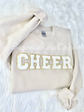 Chenille CHEER patch sweatshirt in sand color - cheer mom sweatshirt