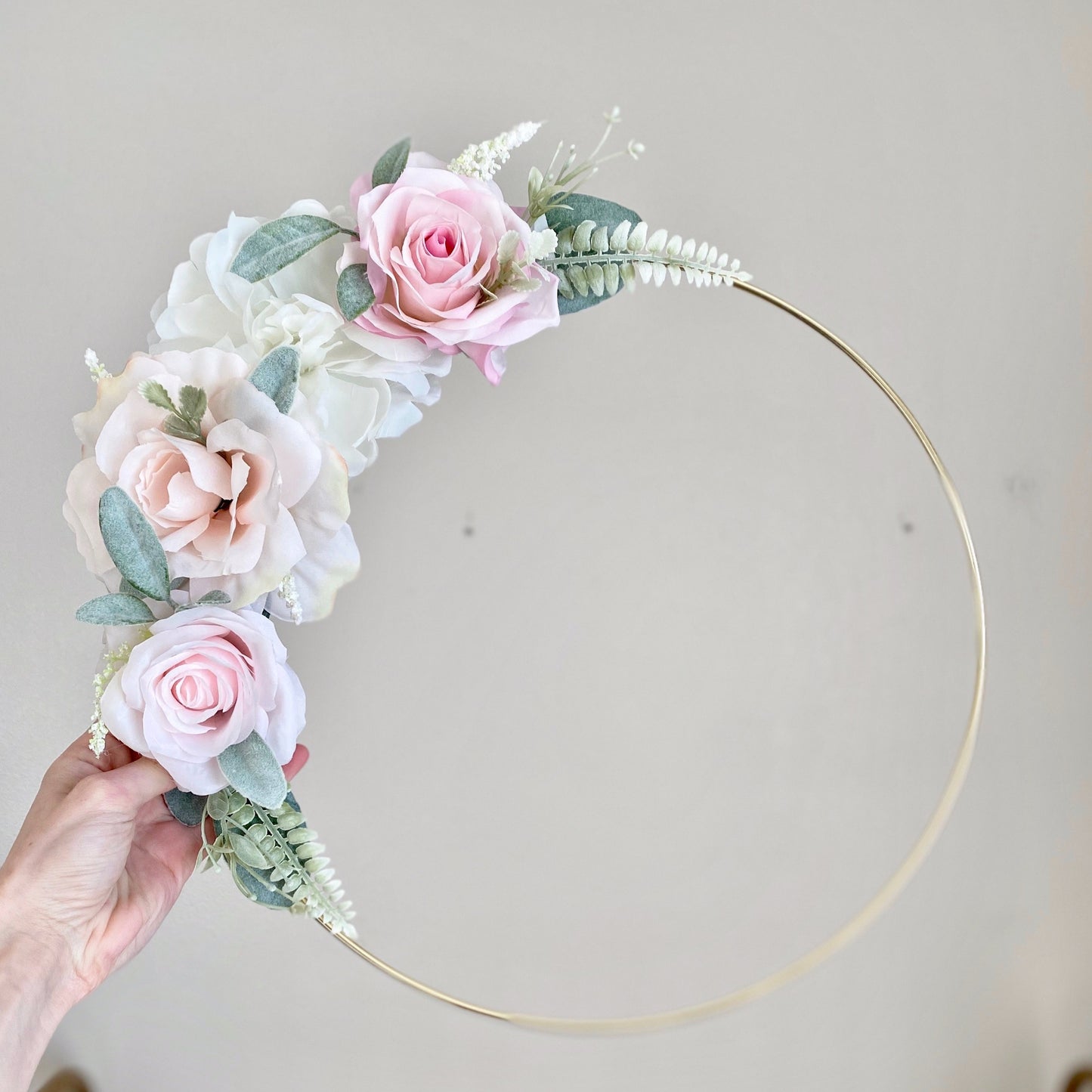 Floral Hoop Wreath, Nursery Floral Wreath, Nursery Wall Decor Girl, Photo Prop Wreath, Baby Shower Wreath Girl Nursery, Farmhouse Decor