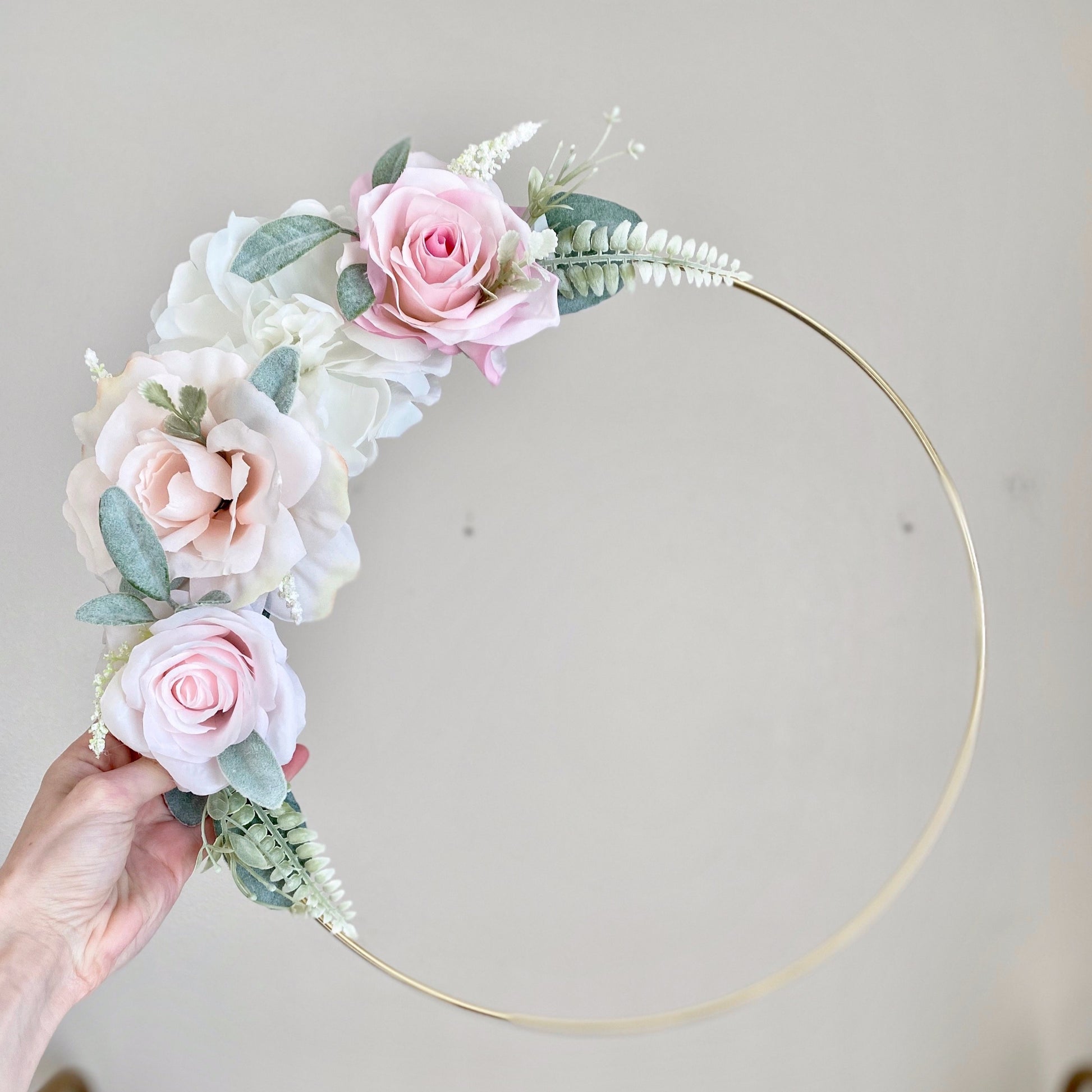 Floral Hoop Wreath, Nursery Floral Wreath, Nursery Wall Decor Girl, Photo Prop Wreath, Baby Shower Wreath Girl Nursery, Farmhouse Decor