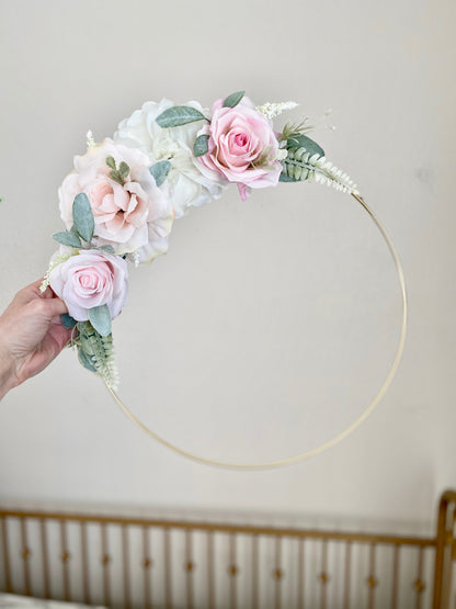 Personalized Wood Hoop Wreath Custom Floral Design