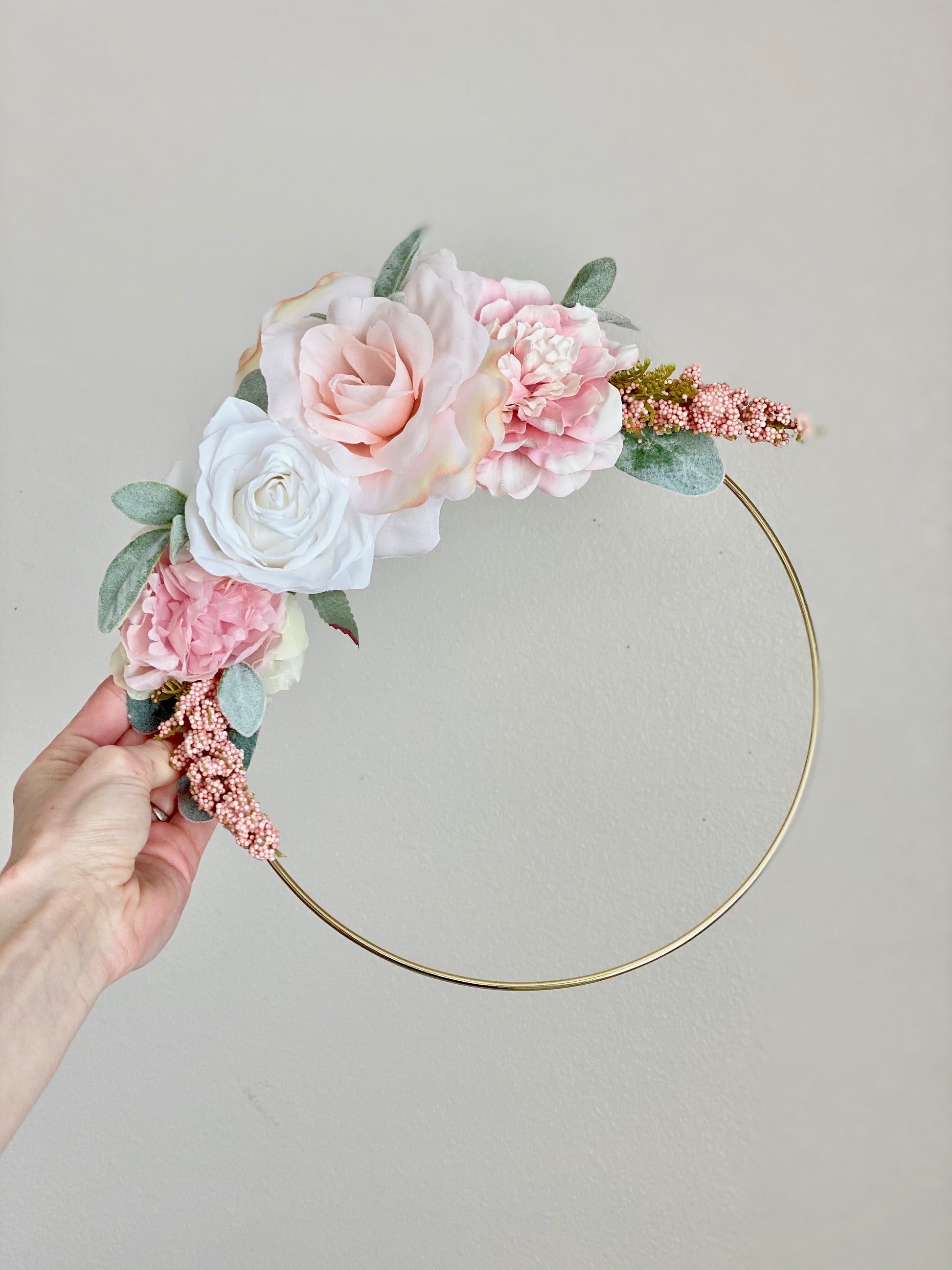 Floral Hoop Wreath, Nursery Floral Wreath, Nursery Wall Decor Girl, Photo Prop Wreath, Baby Shower Wreath Girl Nursery, Farmhouse Decor