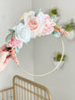 Floral Hoop Wreath, Nursery Floral Wreath, Nursery Wall Decor Girl, Photo Prop Wreath, Baby Shower Wreath Girl Nursery, Farmhouse Decor
