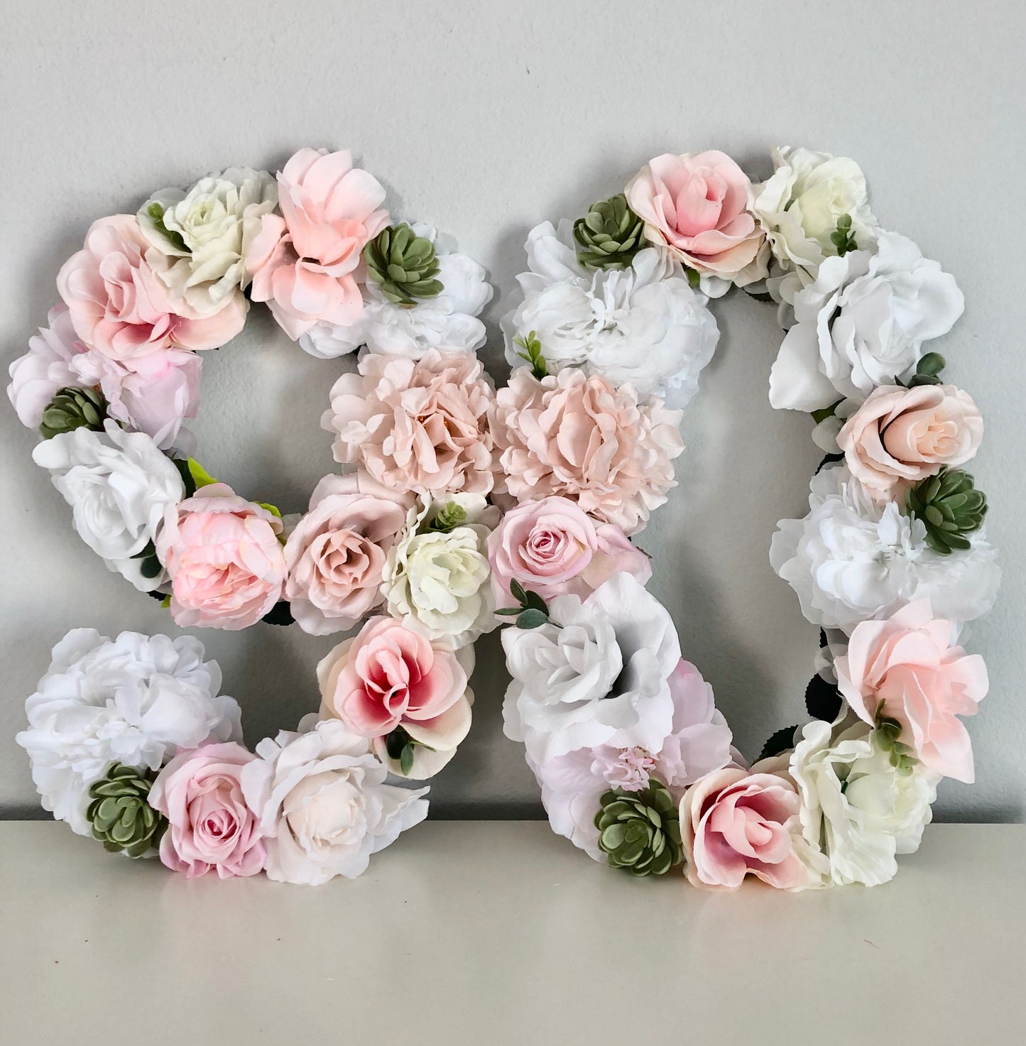 Wedding Monogram Letter Faux Silk Blooms