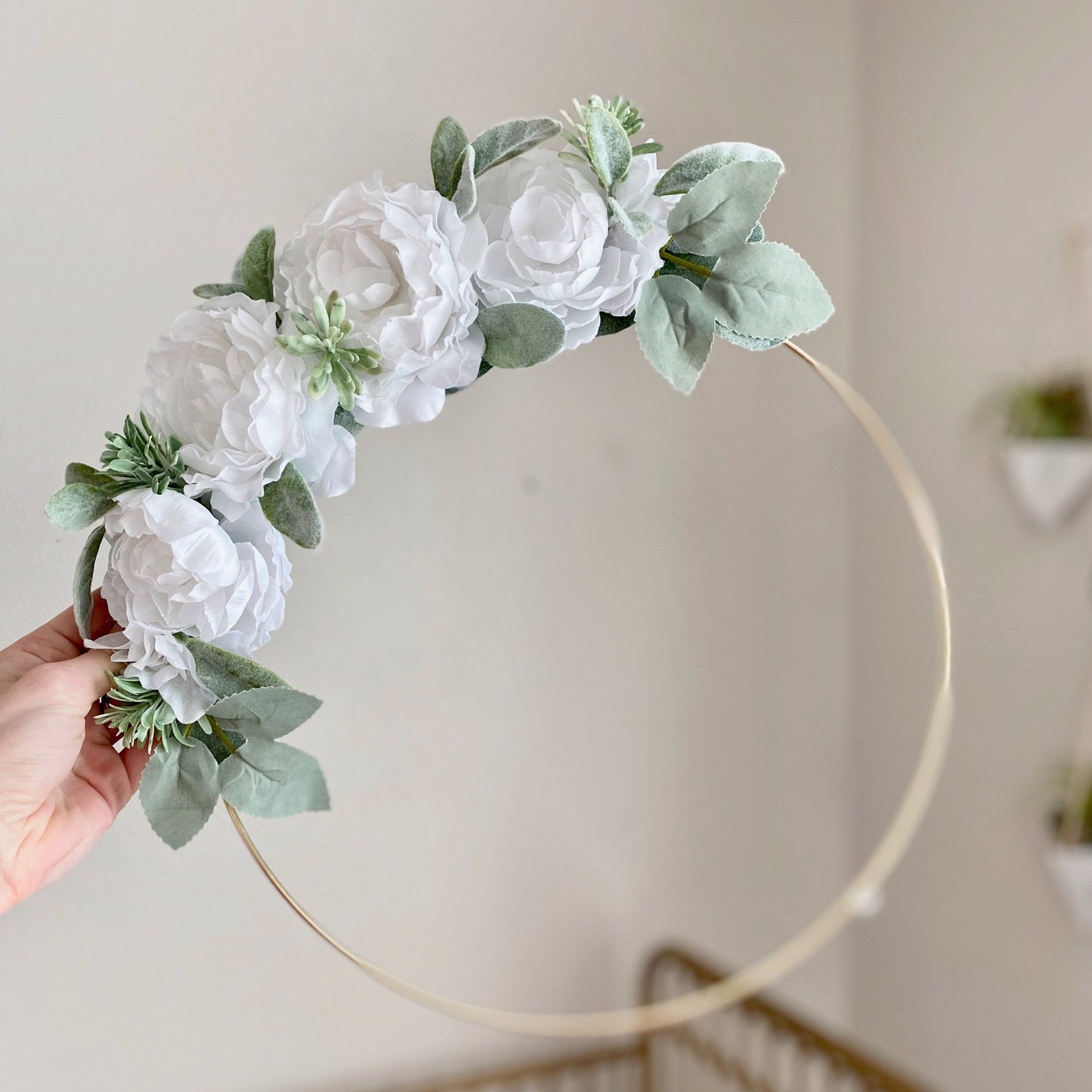 Floral Hoop Wreath, Nursery Floral Wreath, Nursery Wall Decor Girl, Photo Prop Wreath, Baby Shower Wreath Girl Nursery, Farmhouse Decor