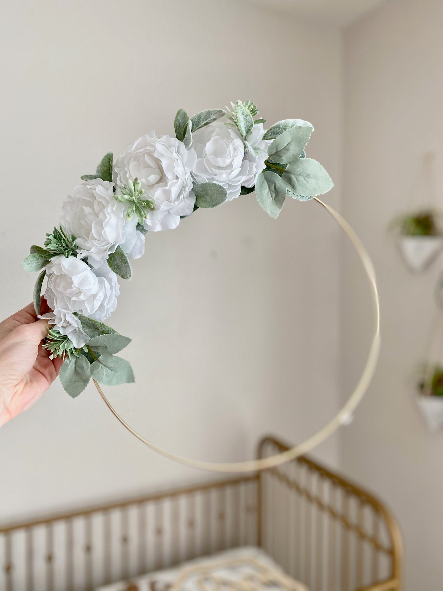 Floral Hoop Wreath, Nursery Floral Wreath, Nursery Wall Decor Girl, Photo Prop Wreath, Baby Shower Wreath Girl Nursery, Farmhouse Decor