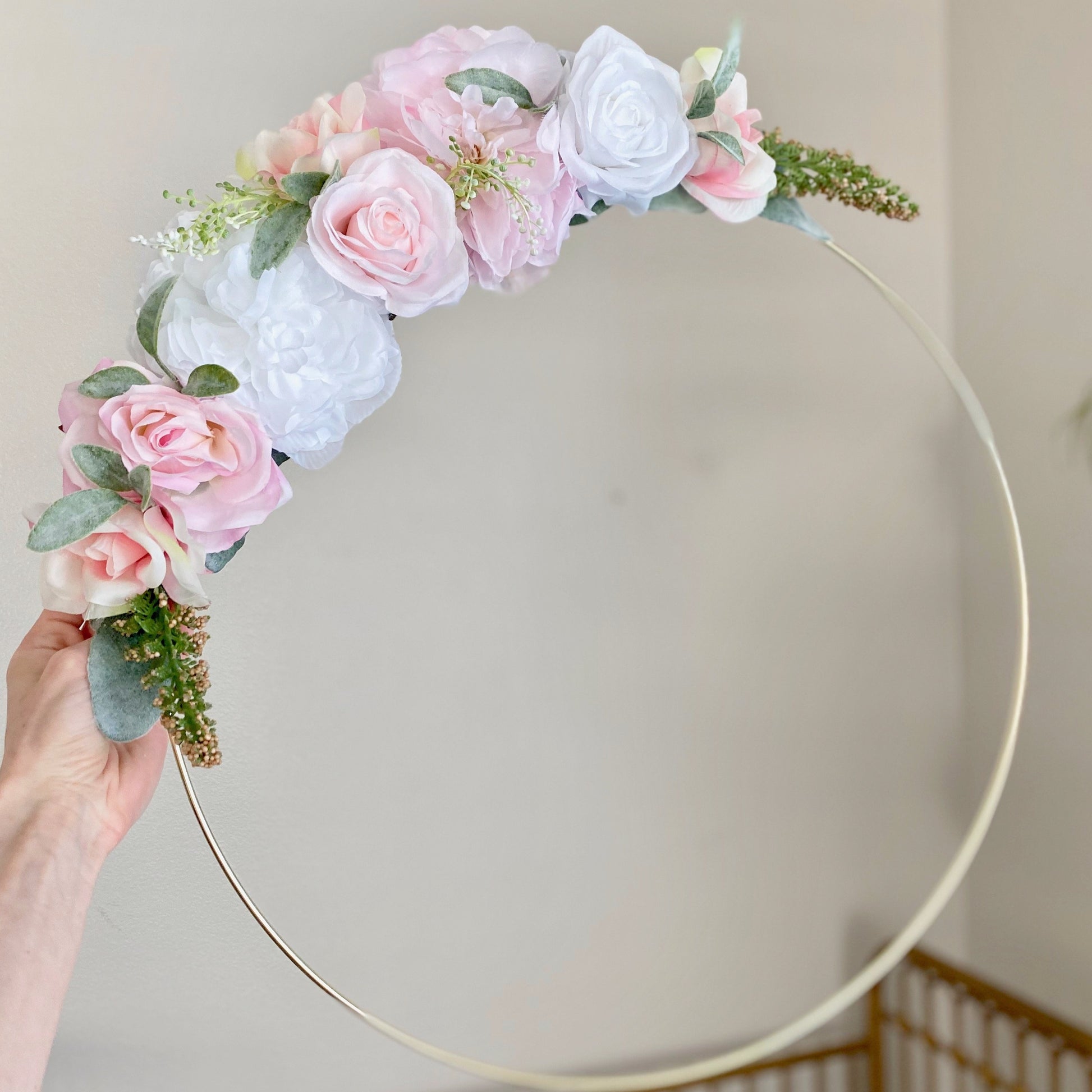 Floral Hoop Wreath, Nursery Floral Wreath, Nursery Wall Decor Girl, Photo Prop Wreath, Baby Shower Wreath Girl Nursery, Farmhouse Decor
