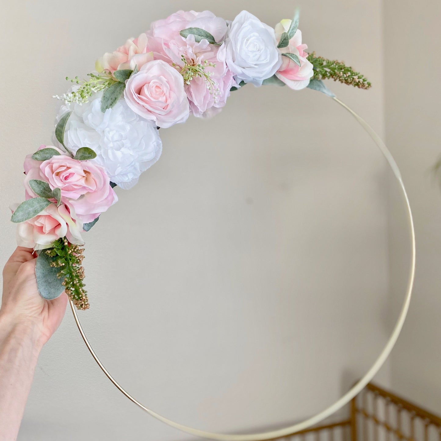 Floral Hoop Wreath, Nursery Floral Wreath, Nursery Wall Decor Girl, Photo Prop Wreath, Baby Shower Wreath Girl Nursery, Farmhouse Decor