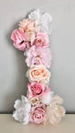 Pink floral art flower number sign for birthday girl party decor