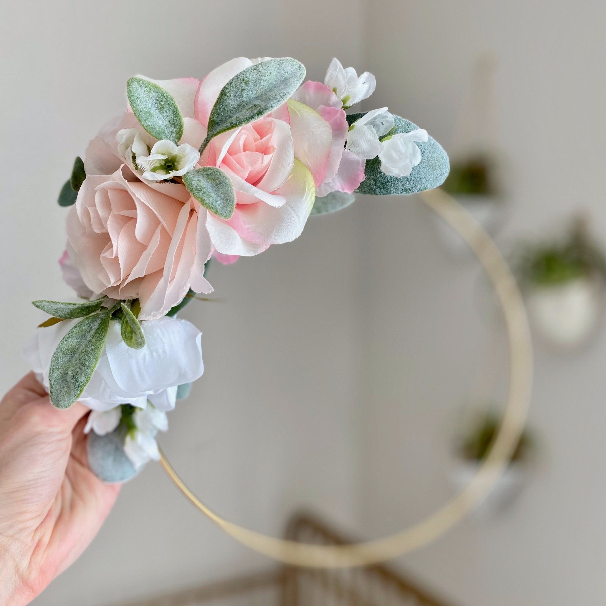 Floral Hoop Wreath, Nursery Floral Wreath, Nursery Wall Decor Girl, Photo Prop Wreath, Baby Shower Wreath Girl Nursery, Farmhouse Decor