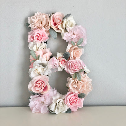 floral letter blush nursery decor blush pink decor nursery name sign