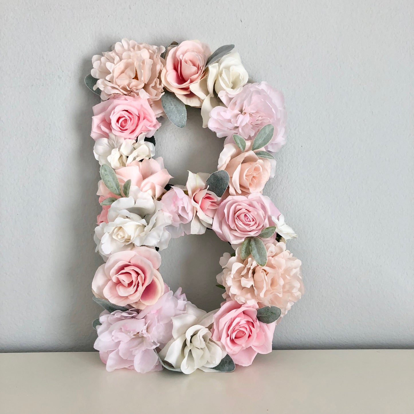 Floral letter blush pink decor and nursery name sign