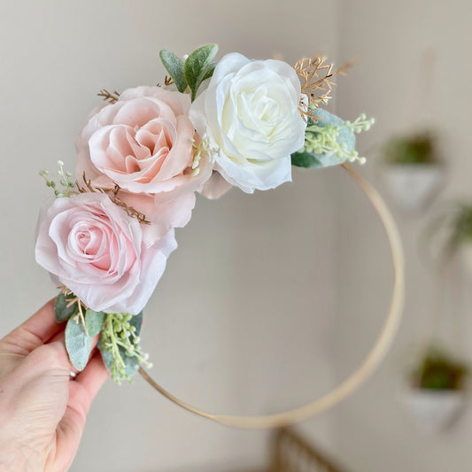 Floral Hoop Wreath, Nursery Floral Wreath, Nursery Wall Decor Girl, Photo Prop Wreath, Baby Shower Wreath Girl Nursery, Farmhouse Decor