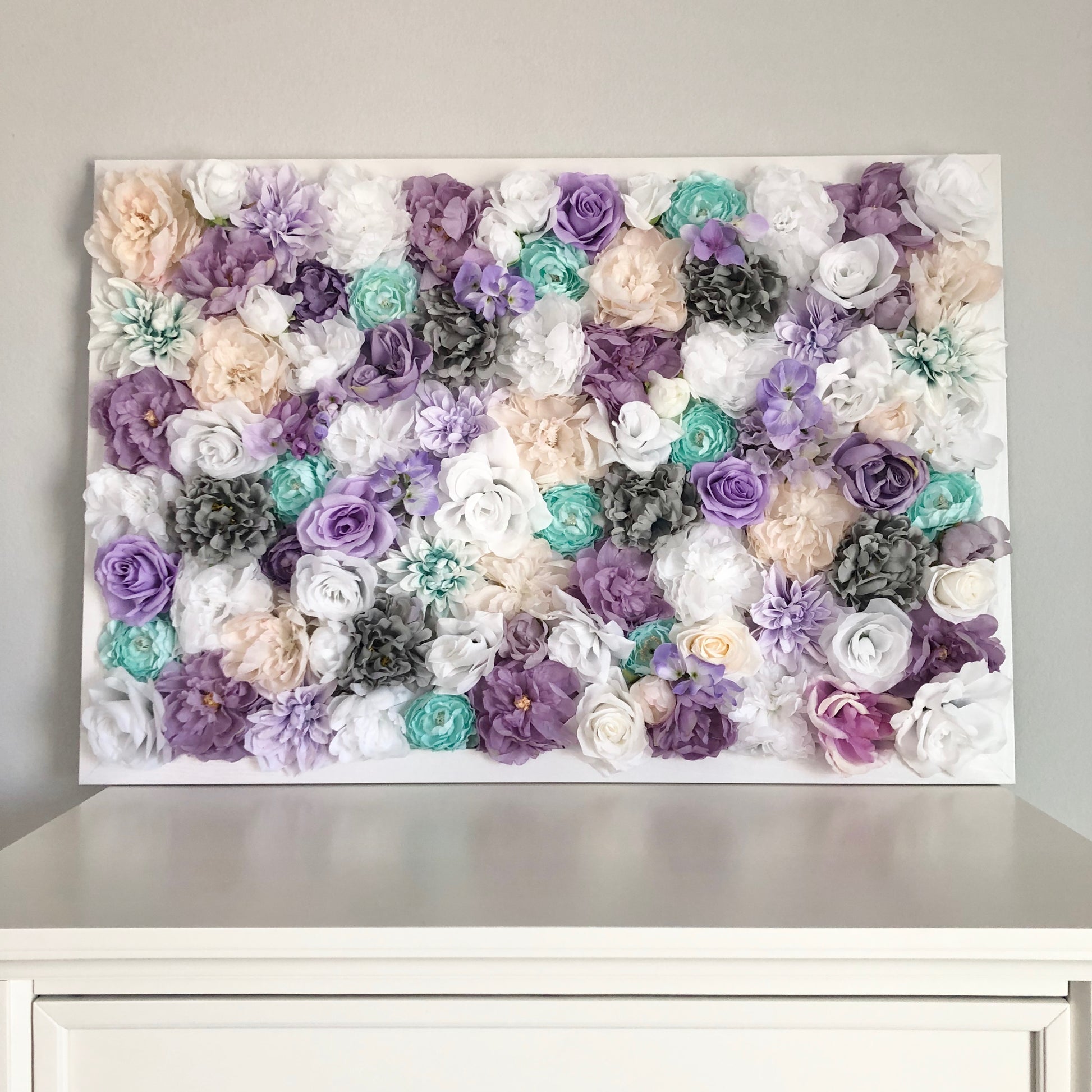 Custom floral wall backdrop for baby shower and bridal shower events